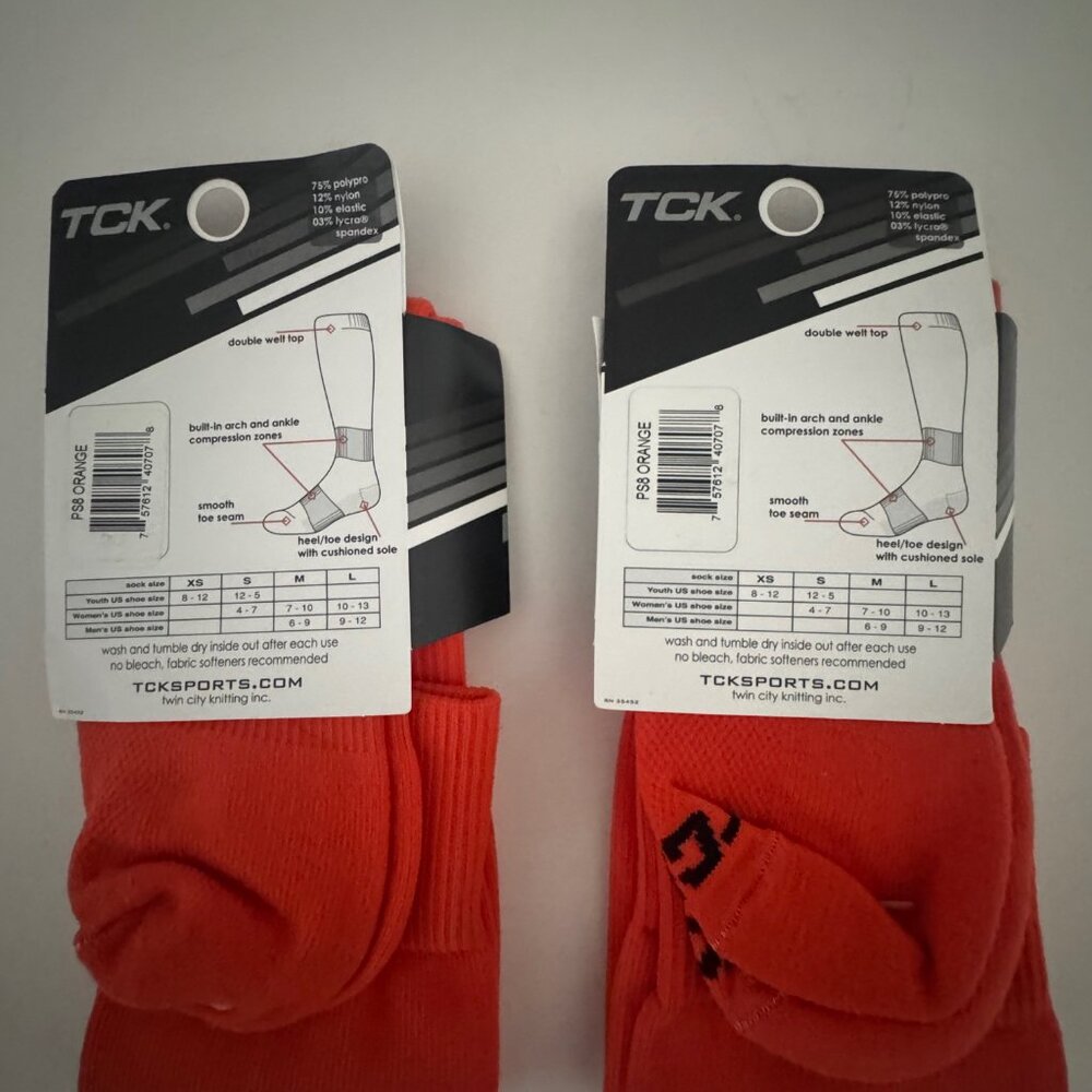 New TCK Soccer Socks Orange Size Medium M 2 pair - Picture 6 of 6